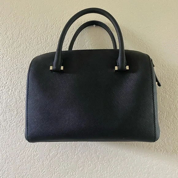 Kate Spade Black Pink Rose Floral Lasercut Leather Clarise Bag - Picture 3 of 7